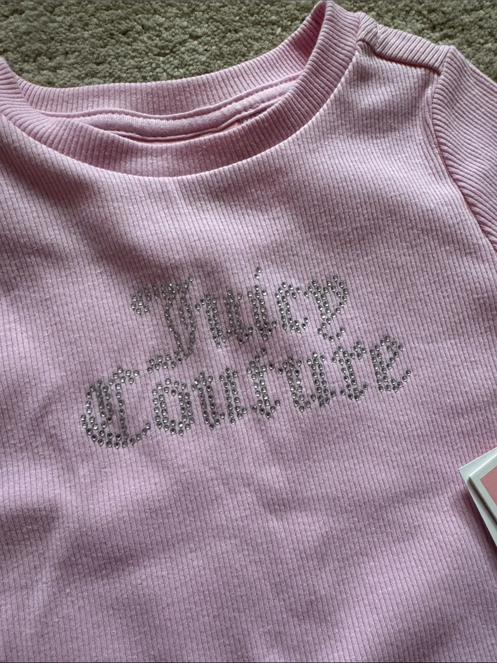 Juicy Couture Pink Ribbed Short  Set with Rhinestone Logo